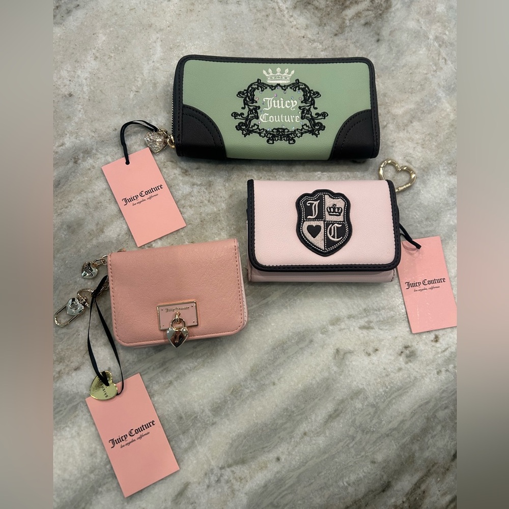 Juicy Couture Green and Pink Wallet Bundle!